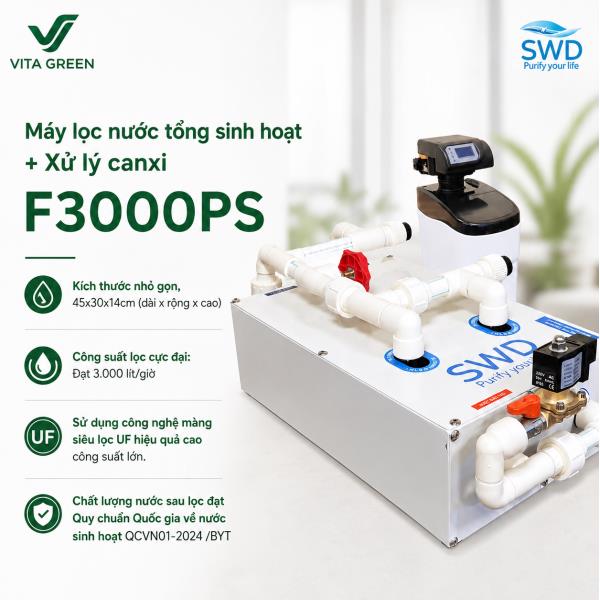Máy lọc nước tổng sinh hoạt + Xử lý canxi F3000PS
